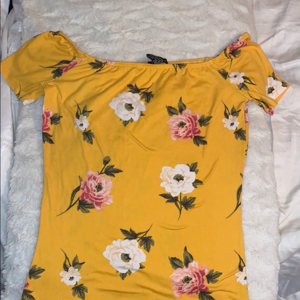 Yellow Fitted FLORAL Shirt $